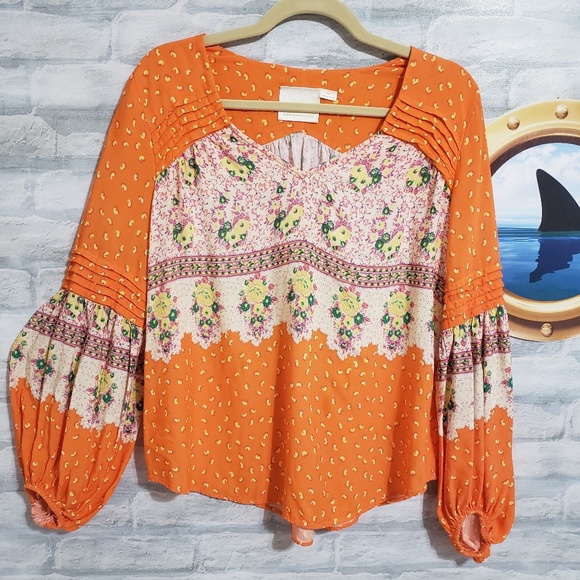 Anthropologie Tops - Anthropologie Maeve coral print top